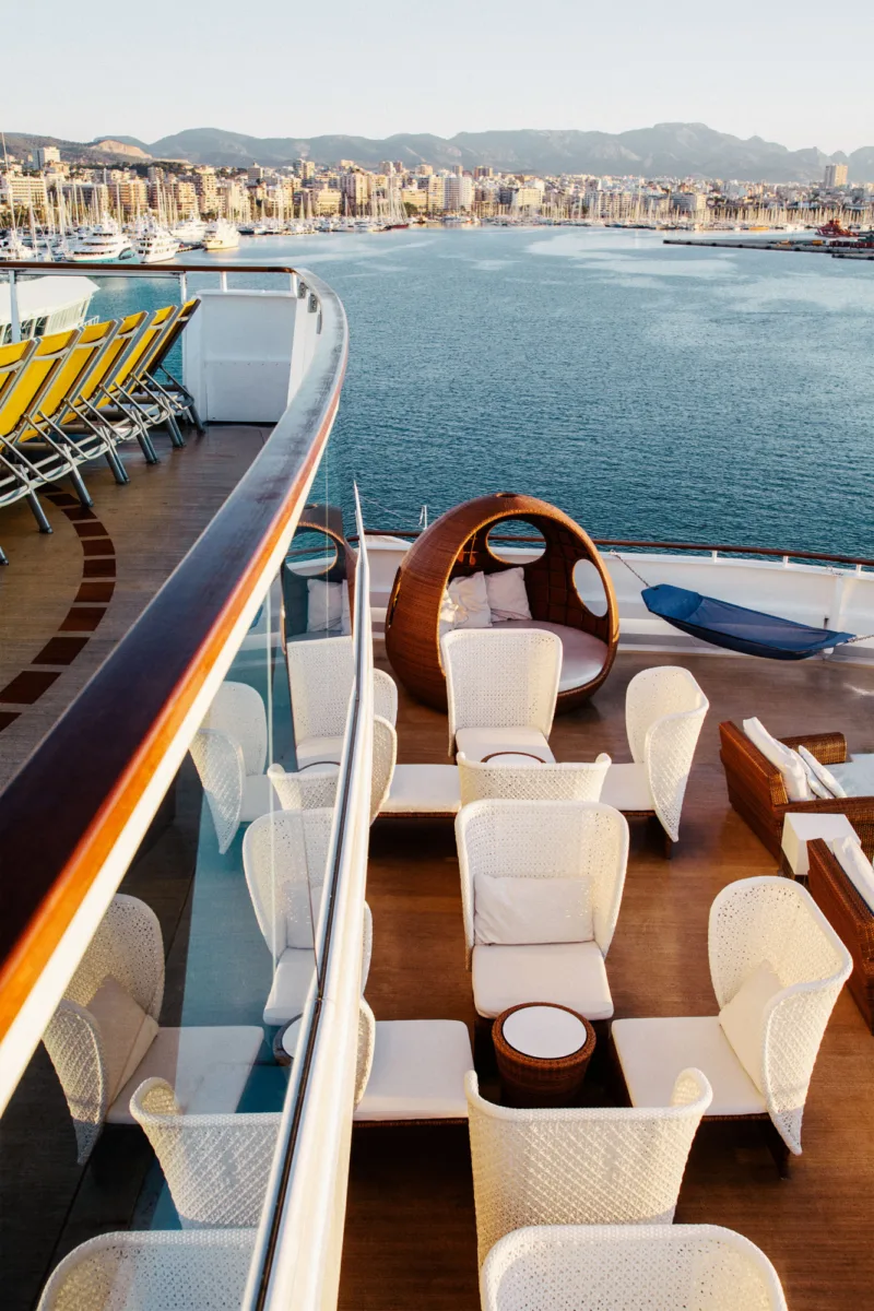 Outdoor still image of cruise ship for Costa Cruises by photographer Alan Jensen, represented by Pat Bates & Associates, a premier photo and artist agency in the hospitality and travel sectors.