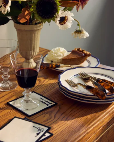 Interior still life featuring Thanksgiving dining for minted by photographer Alpha Smoot, represented by Pat Bates & Associates, a premier photo and artist agency in the lifestyle and home decor brand sectors.