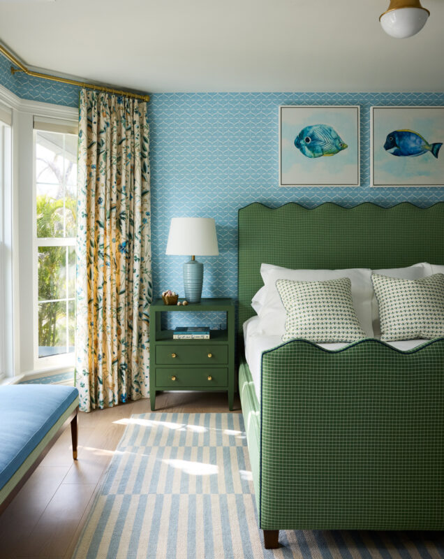 Interior still image of bedroom for Andrew Howard Interior Design by photographer David Land, represented by Pat Bates & Associates, a premier photo agency in the interiors sector.