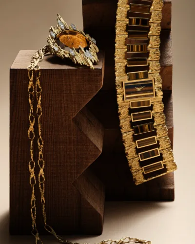 Still life image from Robb Report's editorial on the Mahnaz Collection by photographer Janelle Jones, represented by Pat Bates & Associates, a leading photography agency in the fashion accessories and jewelry sectors.