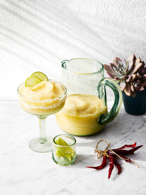 Summery still image of blended lime margaritas for Williams Sonoma by photographer Lennart Weibull, represented by Pat Bates & Associates, a leading agency in the commercial photography and retail home brand sector.