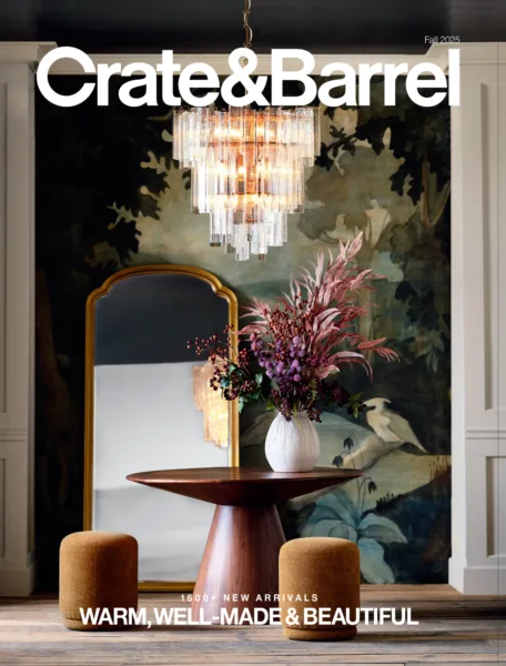 Interior still image with eclectic combination of artfully arranged dining furniture for Crate and Barrel – prop styling by Lynsey Fryers, represented by Pat Bates & Associates, a leading agency in the interiors and retail home brand sectors.