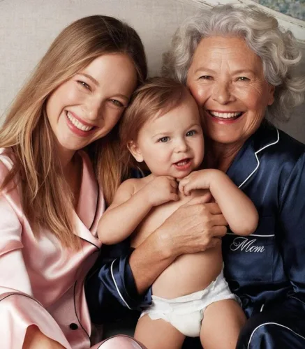 Lifestyle still image of baby with mother and grandmother for Macy's with hair and makeup by hmu artist Paul Fields, represented by Pat Bates & Associates, a premier photo and artist agency in the lifestyle fashion sector.