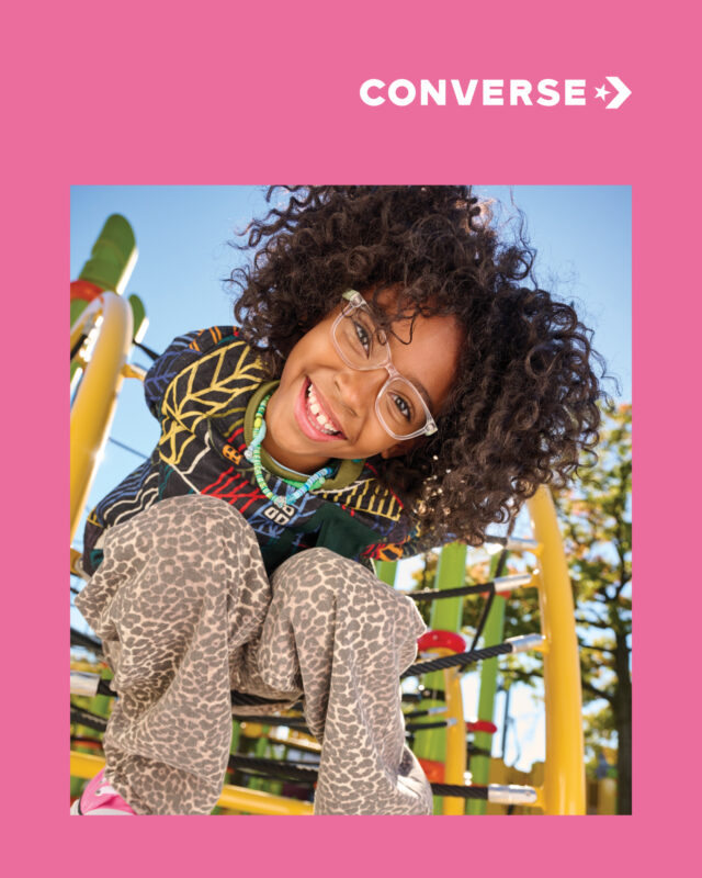 Lifestyle fashion still image of tween for Converse Eyewear with hair and makeup by hmu artist Paul Fields, represented by Pat Bates & Associates, a top photo agency in the lifestyle fashion and accessories retail brand sectors.