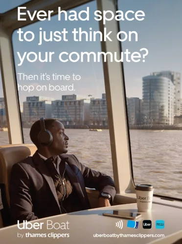 Lifestyle still image for Uber Boat by photographer Toby Mitchell, represented by Pat Bates & Associates, a top agency in the lifestyle, advertising and commercial photography sectors.